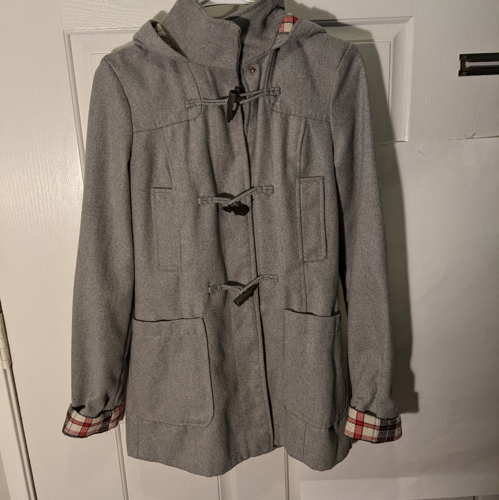 Miss London women's small hooded Wool Pea Coat